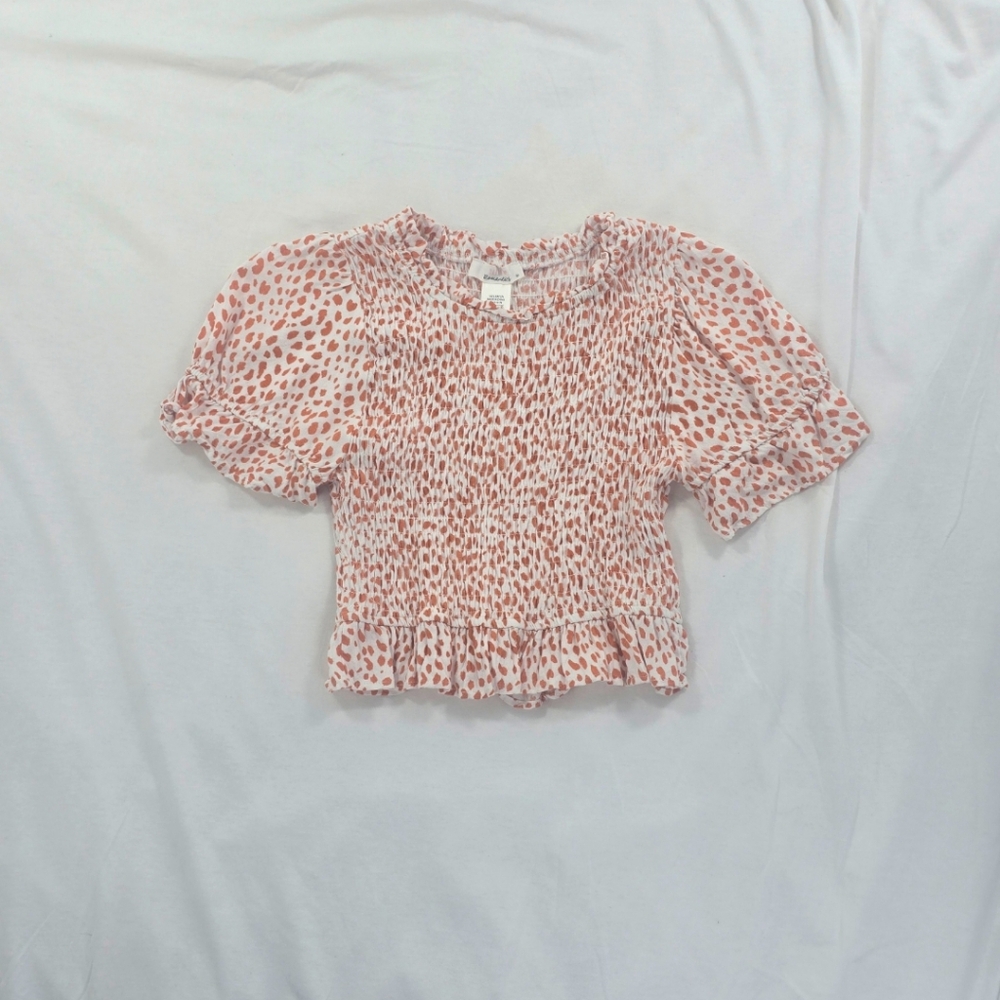 Orange and White Women's Polka Dot Blouse Used